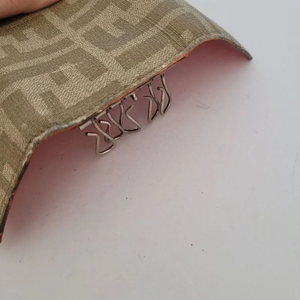 Fendi 6 Ganci Pu/Kaki Zucca Key Case Wallet Hooks Canvas Leather Wallet Folding